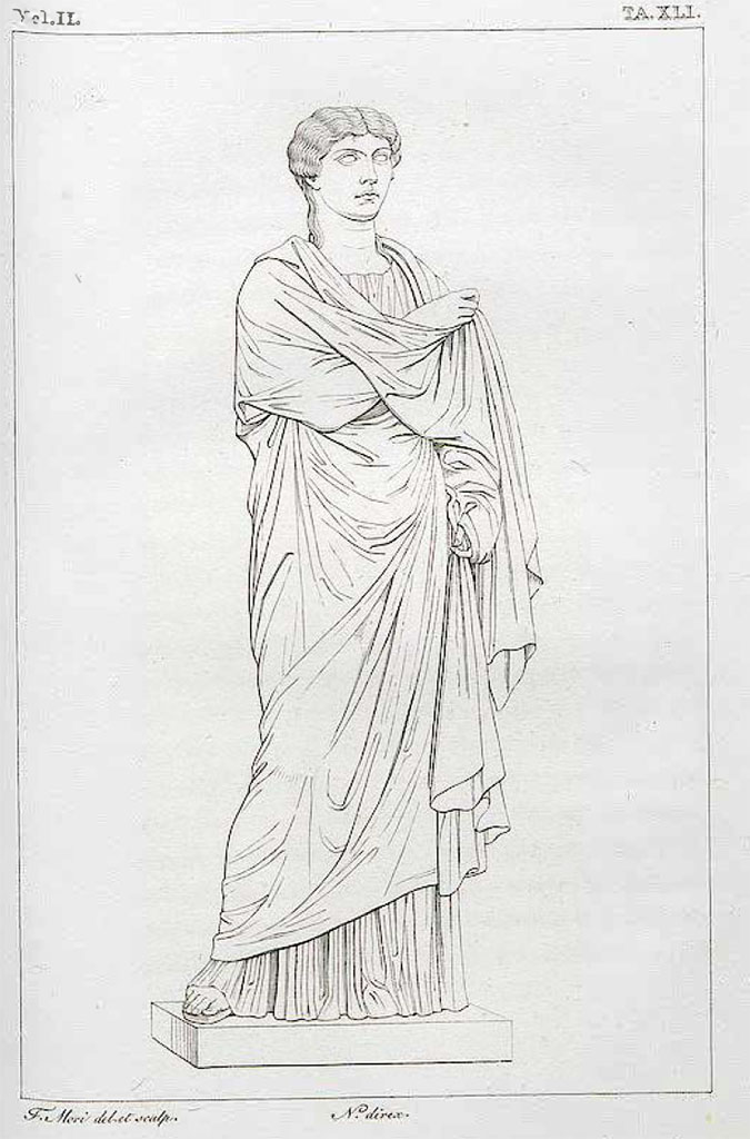 VII.16 Herculaneum. Found in 1739. Second of four sisters of M. Nonius Balbus.
See Real Museo Borbonico II, 1825, Tav. XLI.
